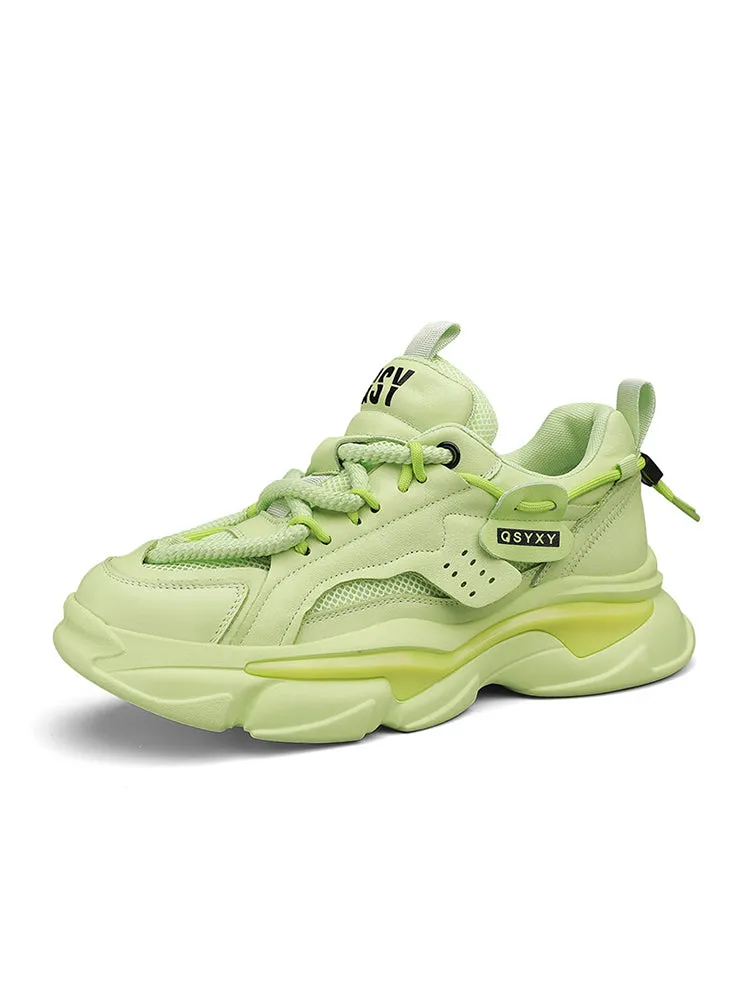 Thick Sole Mesh Leather Chunky Sneakers sold by Oeyes product image thumbnail 3