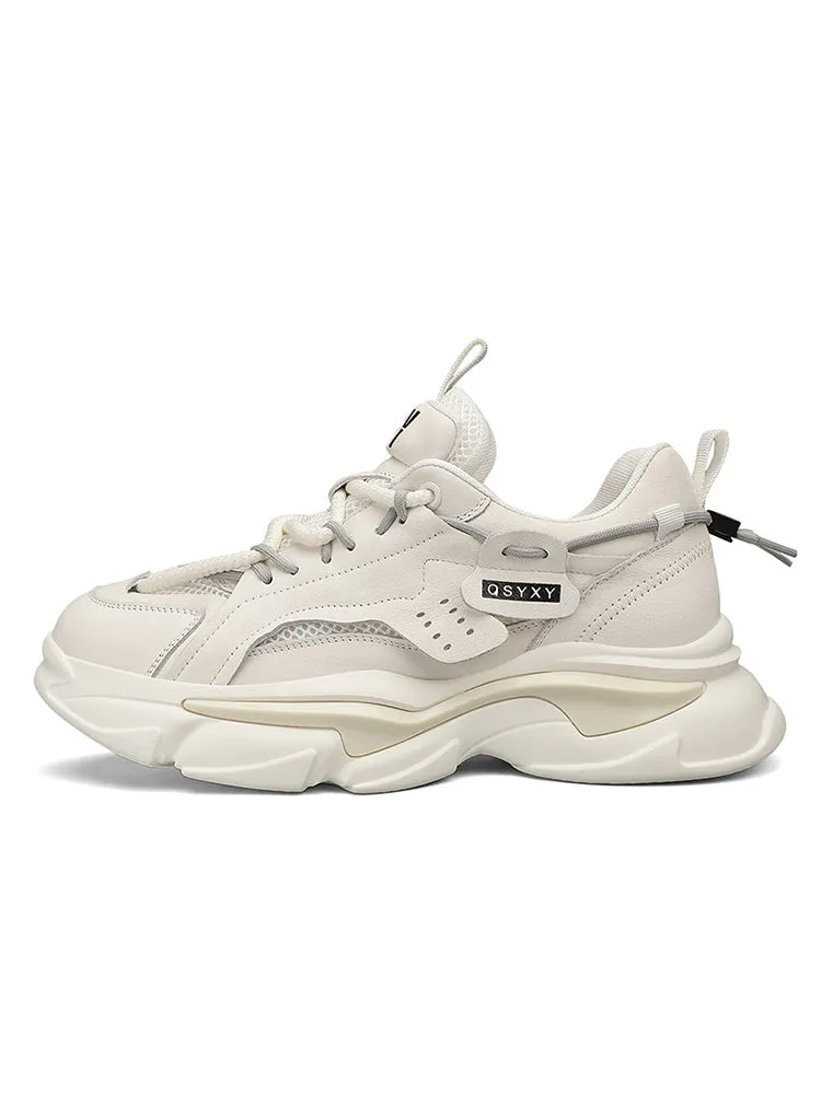 Thick Sole Mesh Leather Chunky Sneakers sold by Oeyes product image thumbnail 5