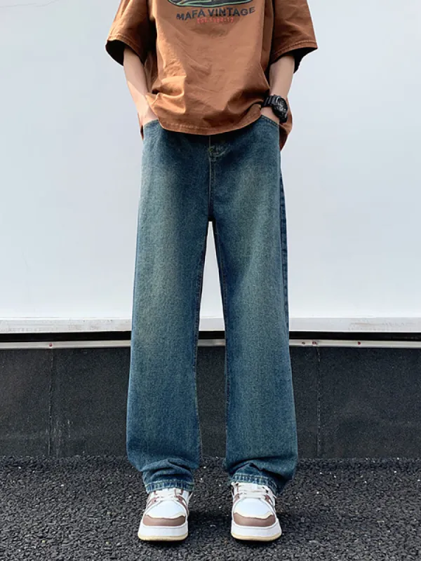 Retro Washed Solid Color Jeans sold by Oeyes