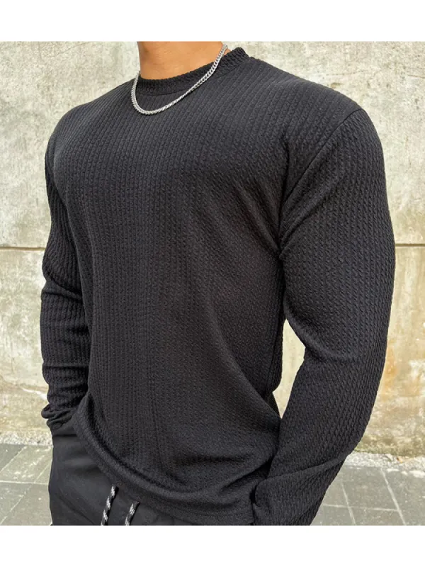 Muscle New Men'S Sports Casual Running Fitness Solid Color Stretch Quick Dry Bottoming Long Sleeve Top sold by Oeyes
