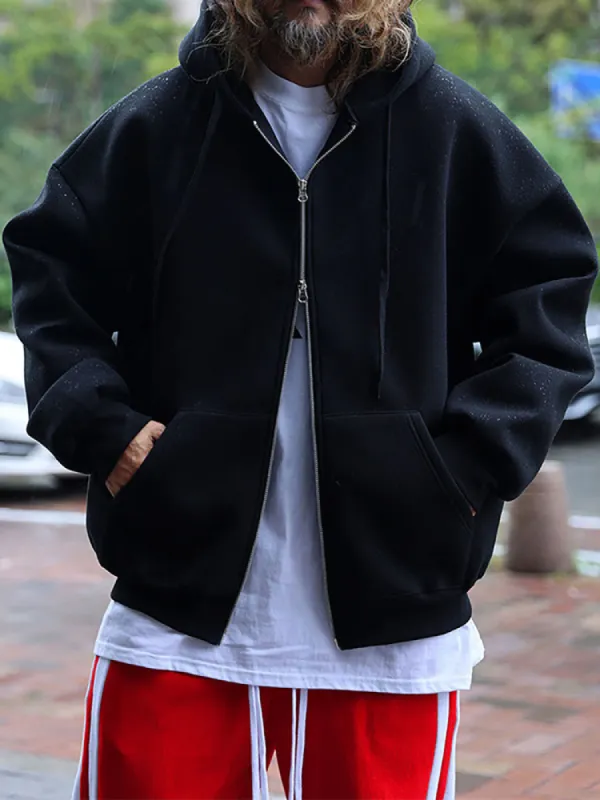 Solid Color Zipper Hoodie Jacket sold by Oeyes