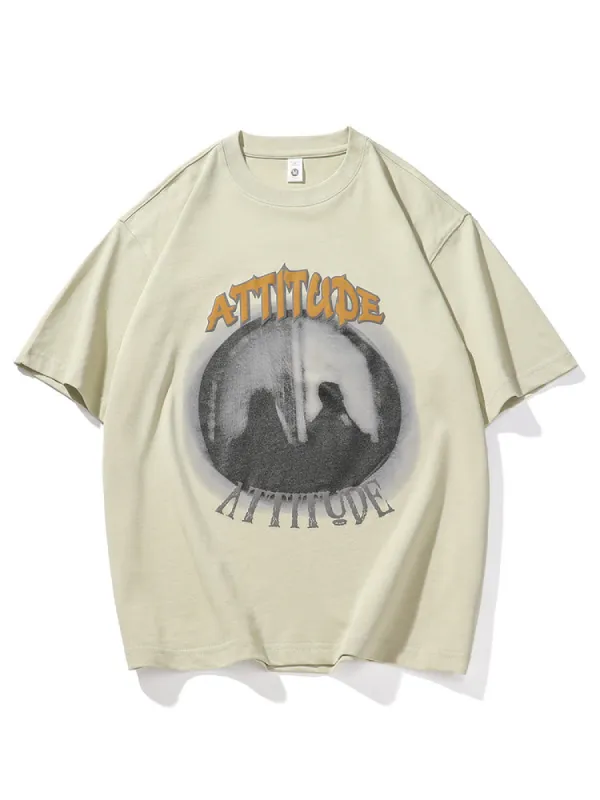 Abstract Graphic Letter Printed Men'S Crew Neck T-Shirt sold by Oeyes