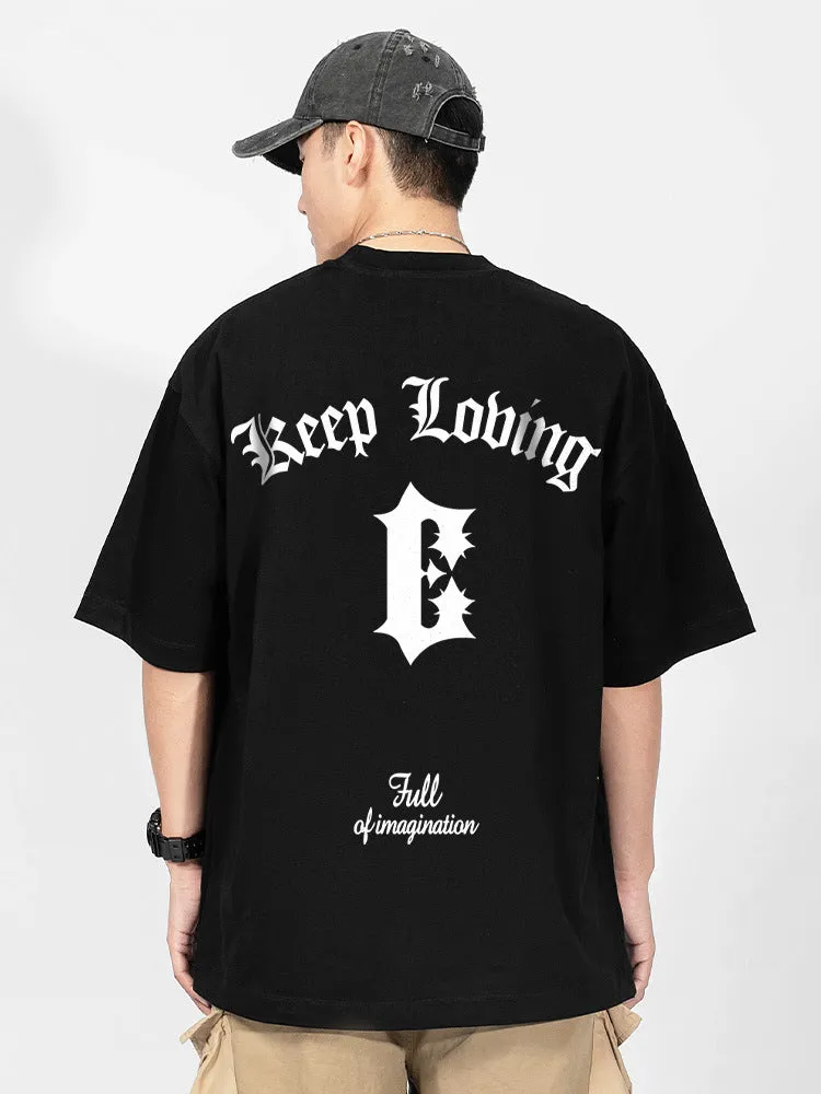 Loose-Fitting Letter Print T-Shirt sold by Oeyes