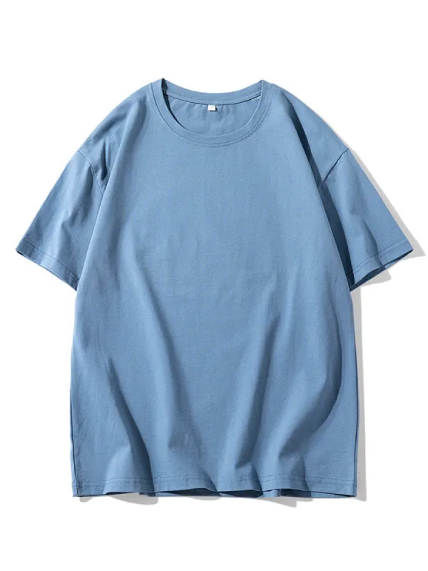 Cotton Solid Colour Summer New Candy Colour Round Neck T-Shirt sold by Oeyes