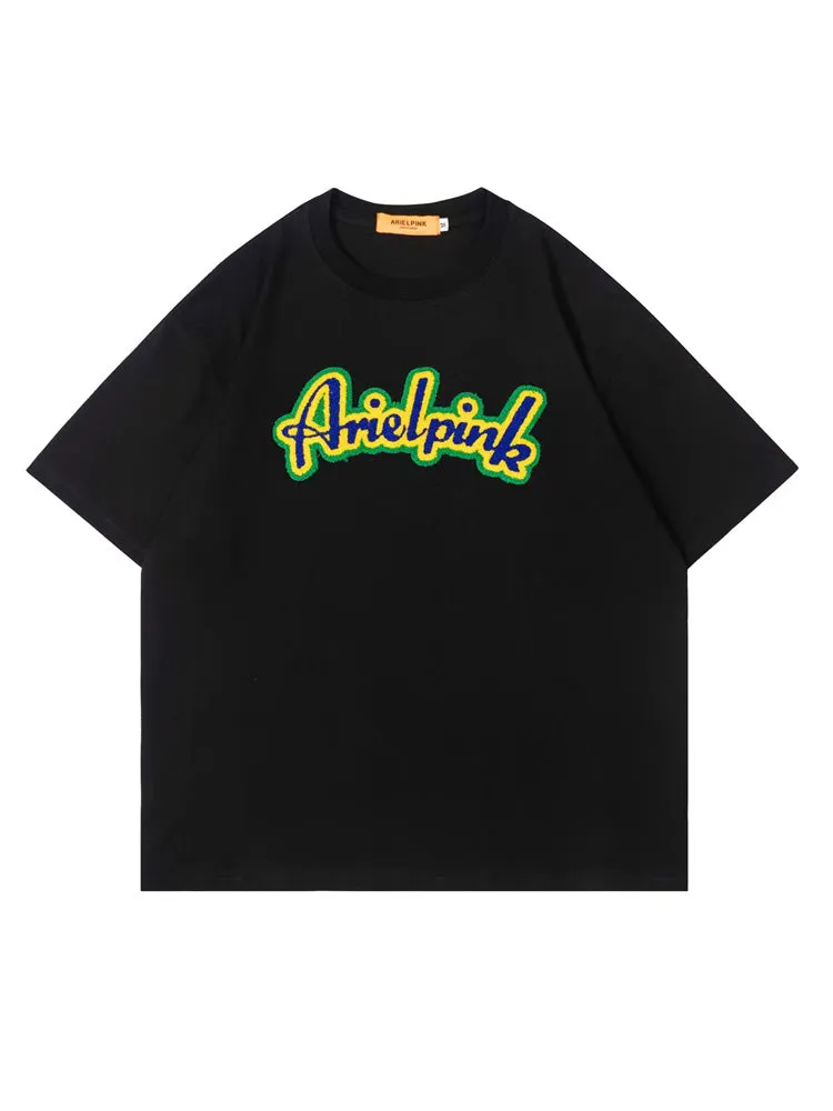 Retro Towel Embroidered Letter Print T-Shirt sold by Oeyes product image thumbnail 2