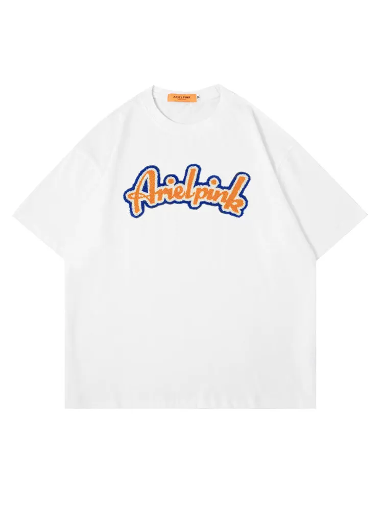 Retro Towel Embroidered Letter Print T-Shirt sold by Oeyes product image thumbnail 4