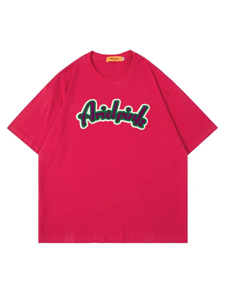 Retro Towel Embroidered Letter Print T-Shirt sold by Oeyes product image thumbnail 3