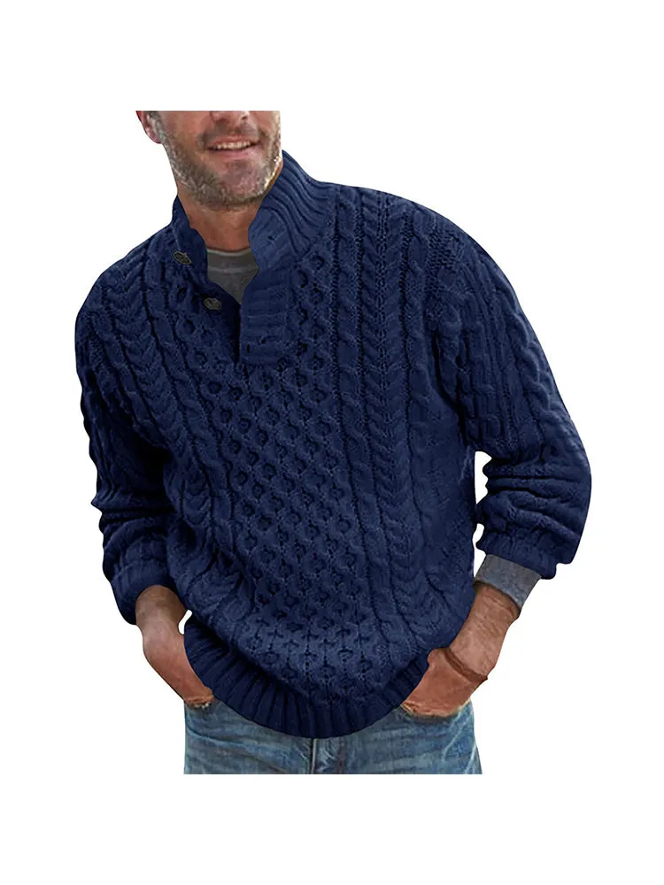 Sweater Men'S Solid Color Turtleneck Slim Long-Sleeved Knit Sweater sold by Oeyes product image thumbnail 4