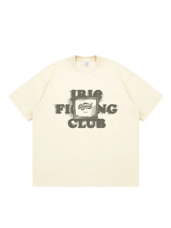 Retro Letter Print T-Shirt sold by Oeyes