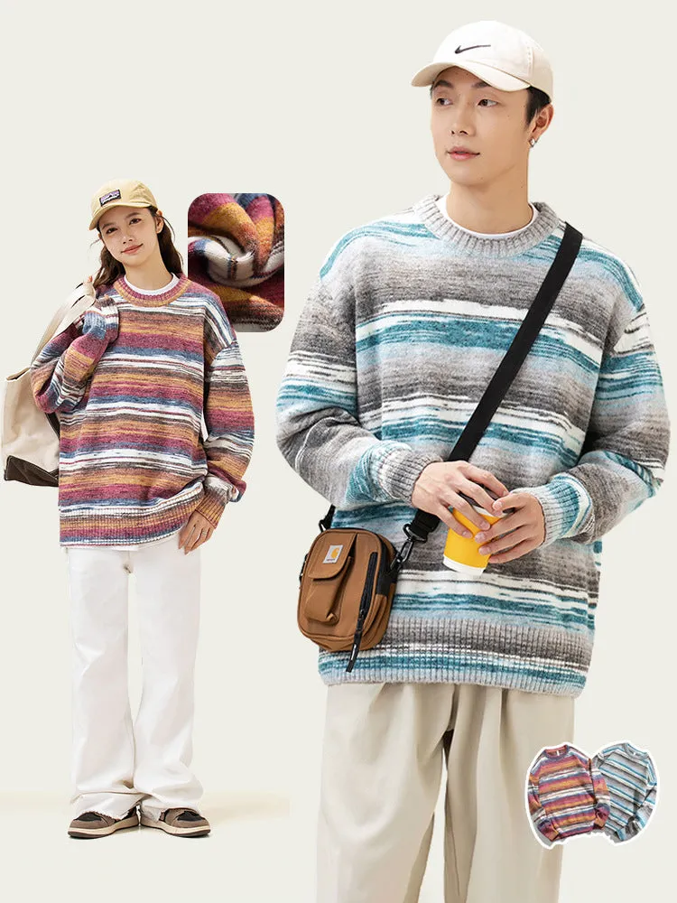 Crewneck Gradient Striped Sweater sold by Oeyes
