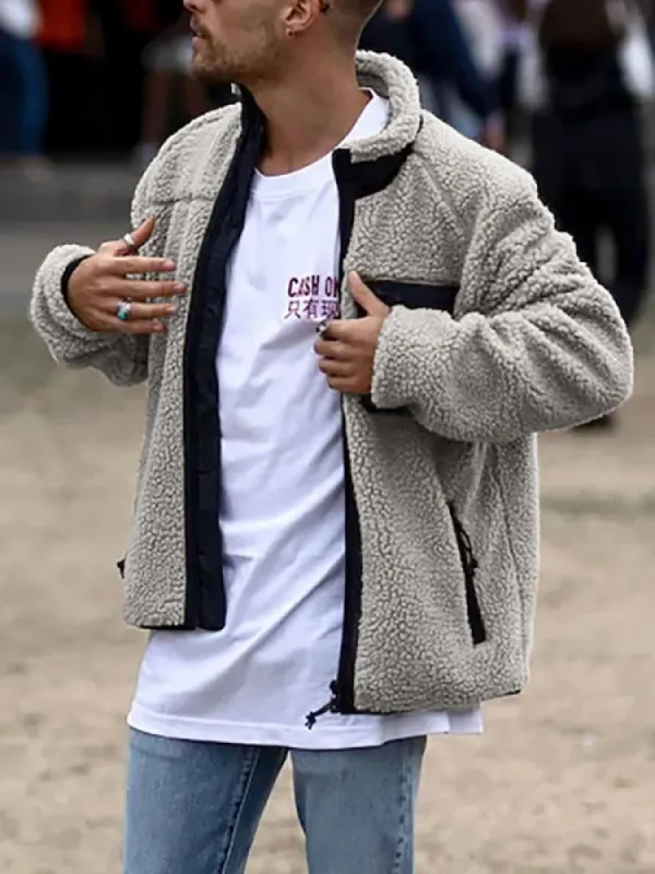 Solid Color Side Seam Pocket Lambswool Coat sold by Oeyes