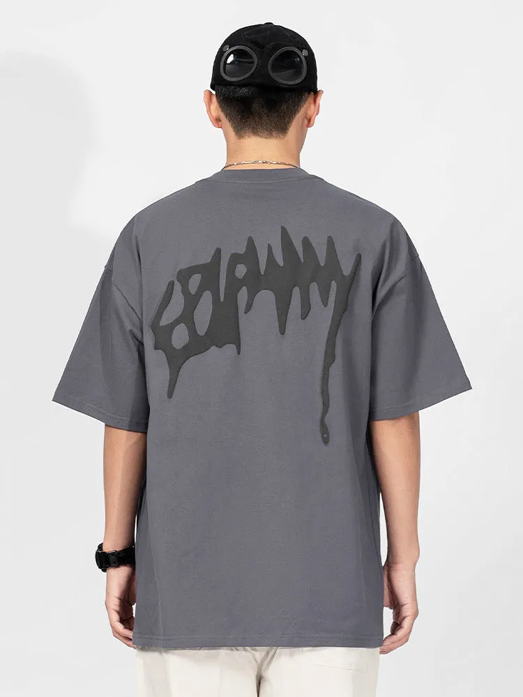 Loose-Fitting Graffiti Foam Print T-Shirt sold by Oeyes product image thumbnail 4