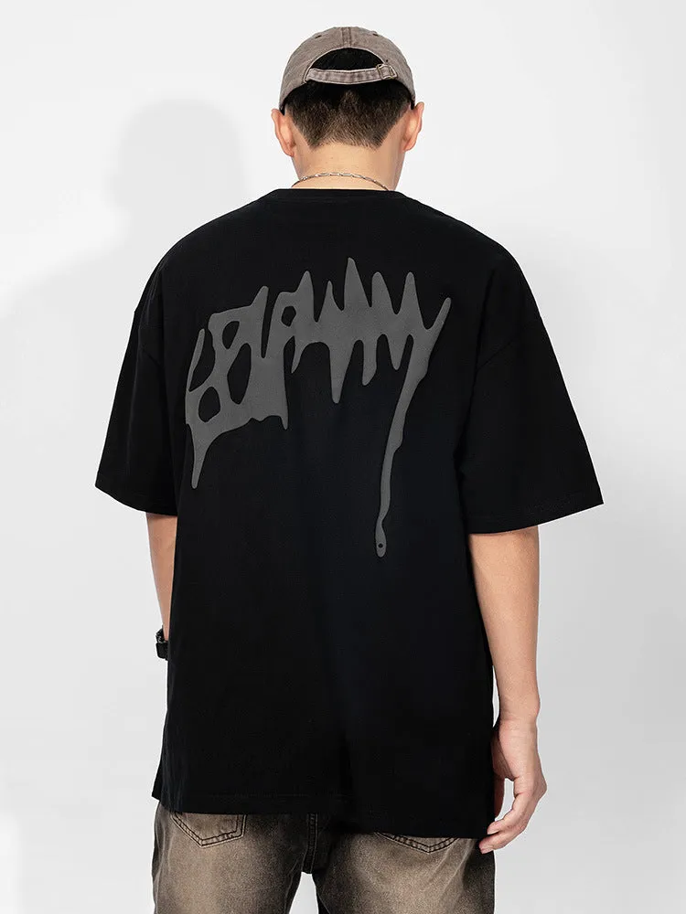 Loose-Fitting Graffiti Foam Print T-Shirt sold by Oeyes product image thumbnail 2