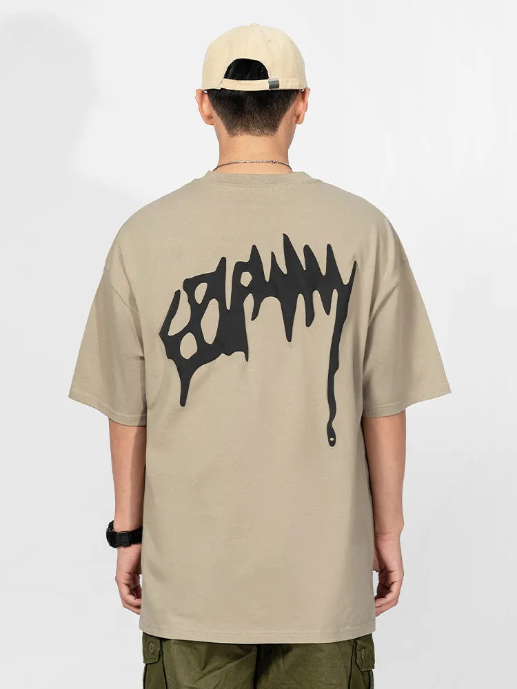 Loose-Fitting Graffiti Foam Print T-Shirt sold by Oeyes product image thumbnail 3