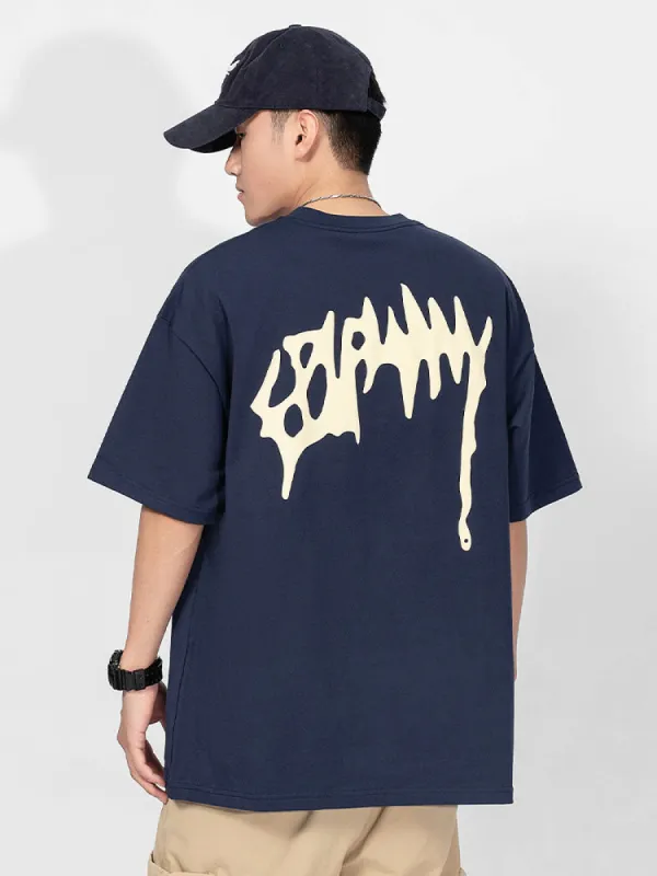 Loose-Fitting Graffiti Foam Print T-Shirt sold by Oeyes