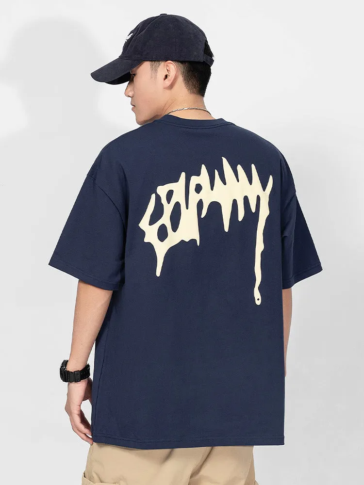 Loose-Fitting Graffiti Foam Print T-Shirt sold by Oeyes