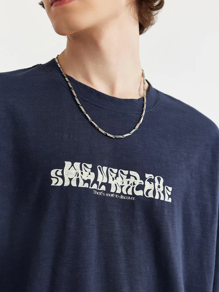 Loose-Fitting Letter Print T-Shirt sold by Oeyes product image thumbnail 5