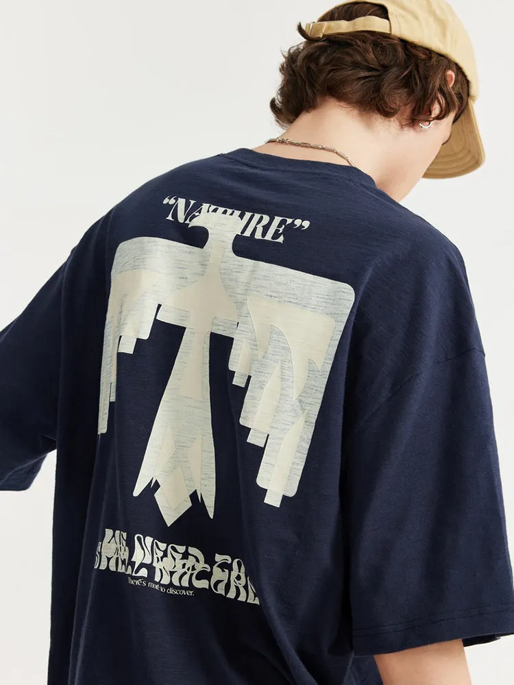 Loose-Fitting Letter Print T-Shirt sold by Oeyes