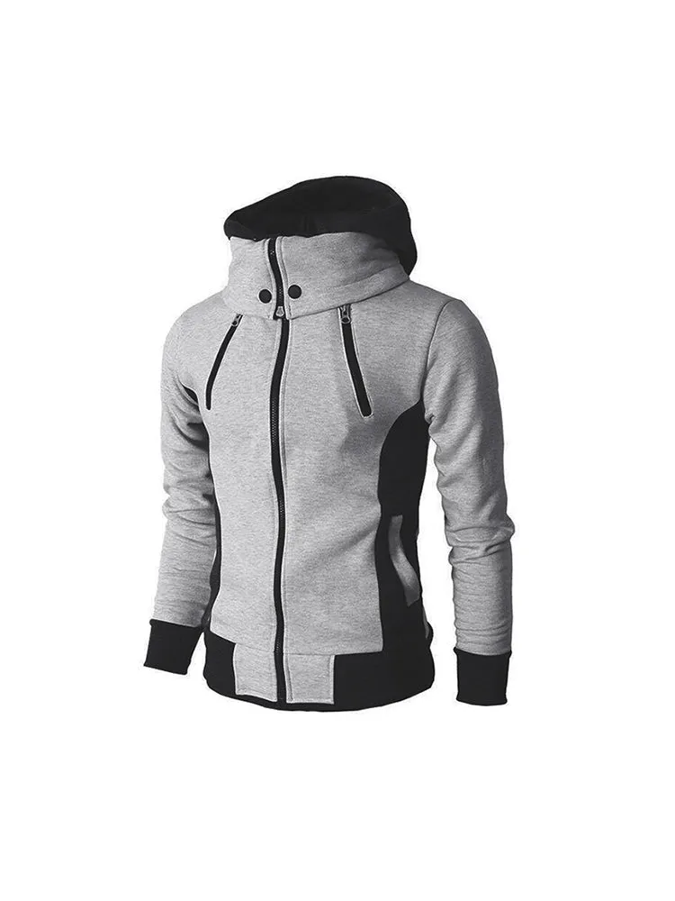 Warm Double Zipper Hooded Jacket Turtleneck Fleece Outwear Coat with Pockets sold by Oeyes product image thumbnail 2