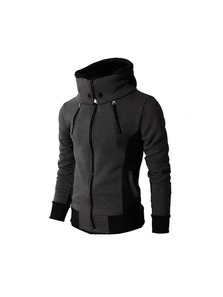 Warm Double Zipper Hooded Jacket Turtleneck Fleece Outwear Coat with Pockets sold by Oeyes product image thumbnail 3