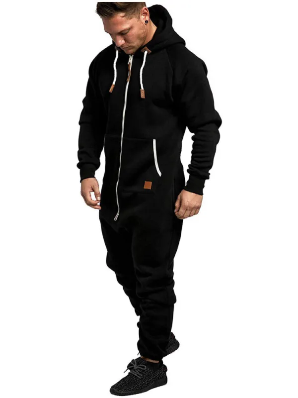 Winter New Men'S Hooded Fleece Solid Colour Casual Hoodie Set sold by Oeyes