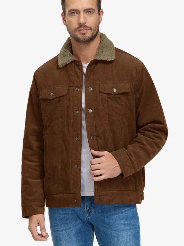 Corduroy Fleece Jacket Lapel Plush Lambswool Coat sold by Oeyes