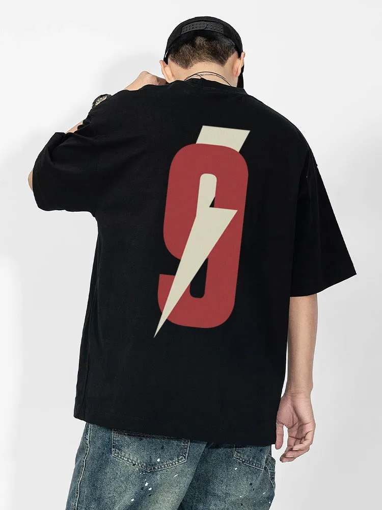 Lightning Letter Printed T-Shirt sold by Oeyes