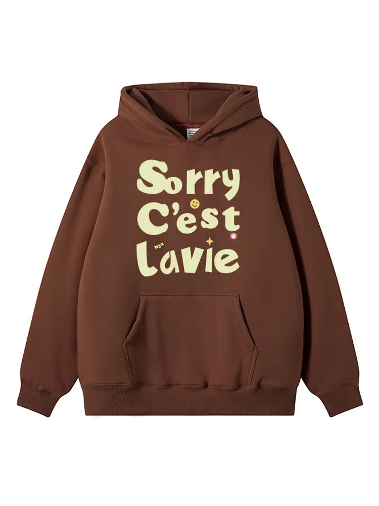 Loose-Fitting Letter Print Kangaroo Pocket Hoodie sold by Oeyes product image thumbnail 5