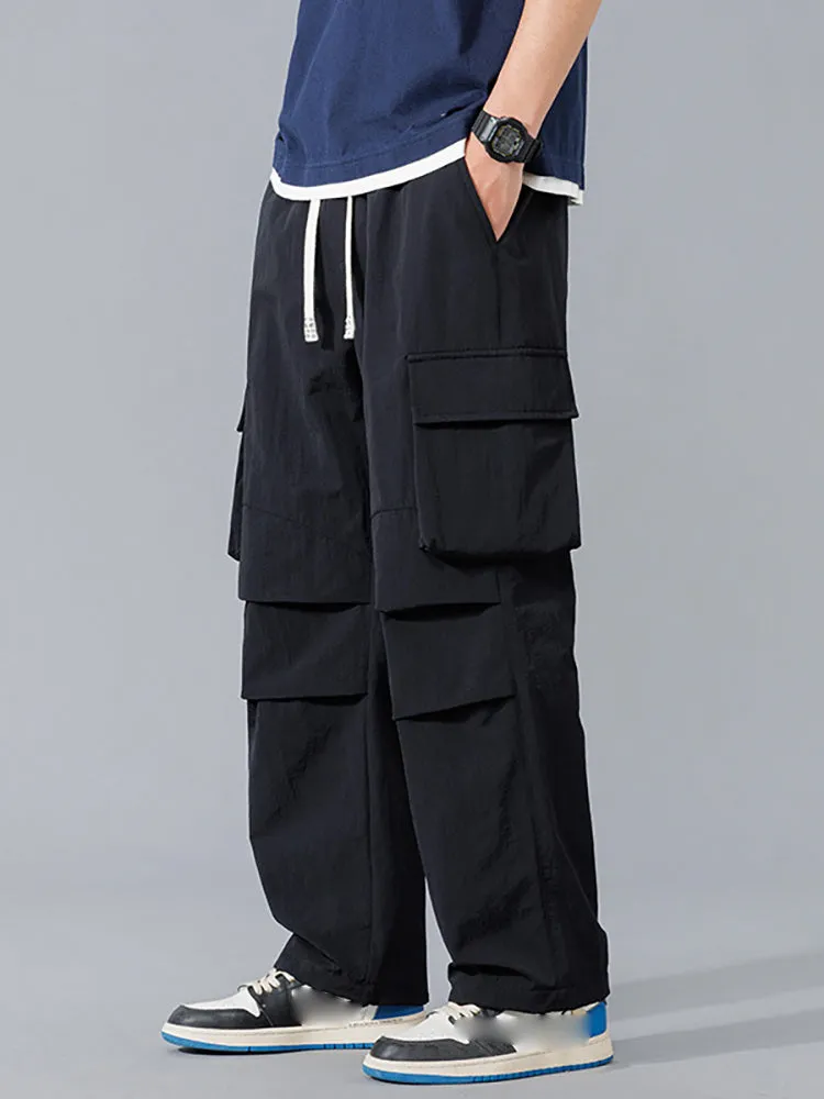 Multi-Picket Solid Color Drawstring Cargo Pants sold by Oeyes product image thumbnail 3