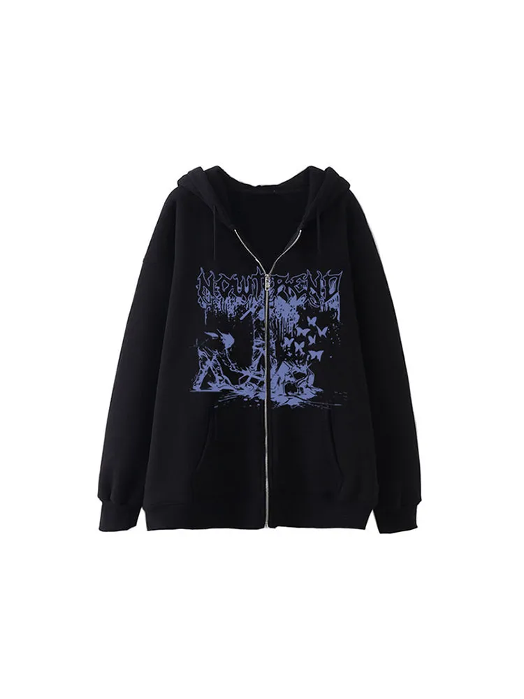 Gothic Sweatshirt Street Oversize Casual Jacket sold by Oeyes