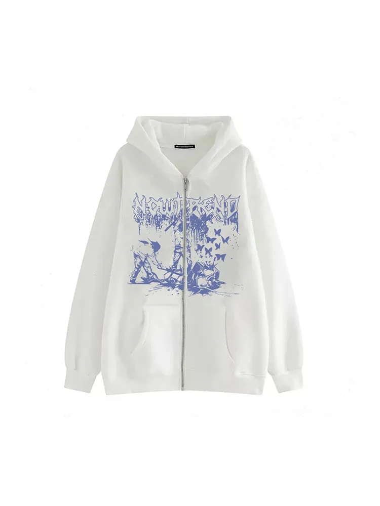 Gothic Sweatshirt Street Oversize Casual Jacket sold by Oeyes product image thumbnail 2