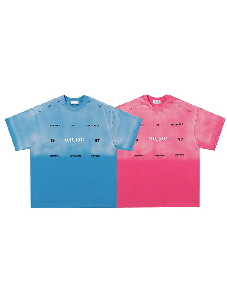 Retro Washed Letter Print T-Shirt sold by Oeyes product image thumbnail 3