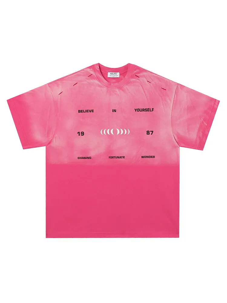 Retro Washed Letter Print T-Shirt sold by Oeyes product image thumbnail 2