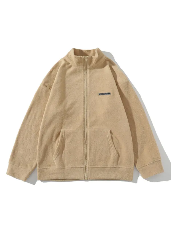 Zipper Pocket Velvet Hoodie sold by Oeyes