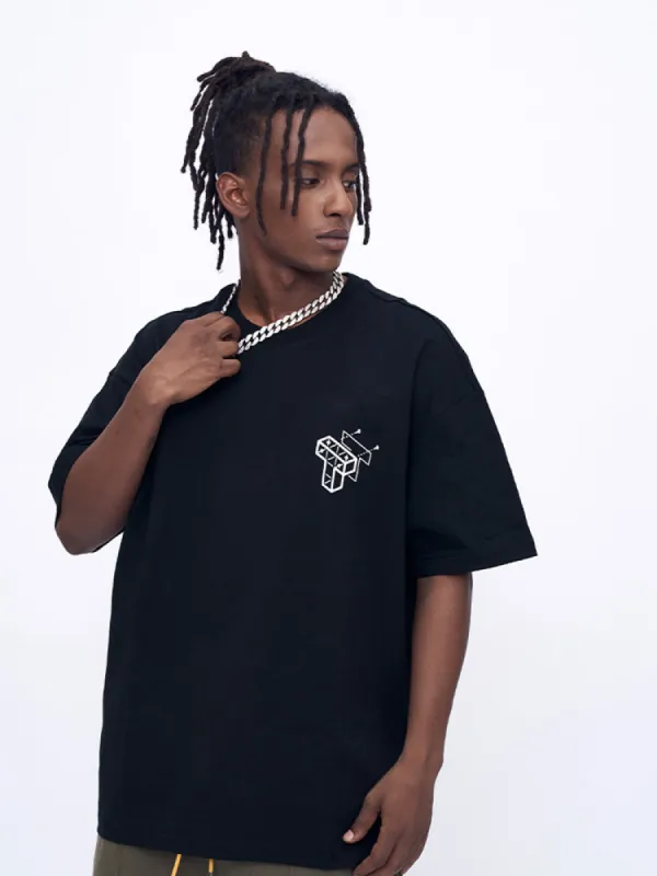 Loose-Fitting Print Crew Neck T-Shirt sold by Oeyes