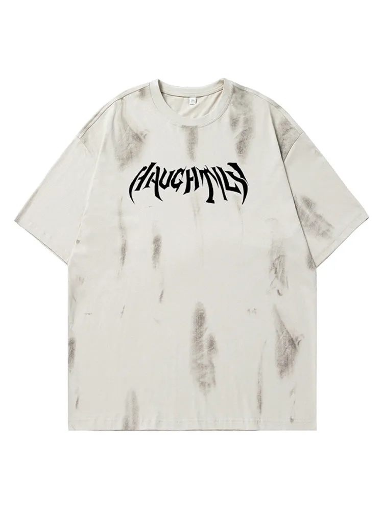 Retro Tie-Dyed Print T-Shirt sold by Oeyes