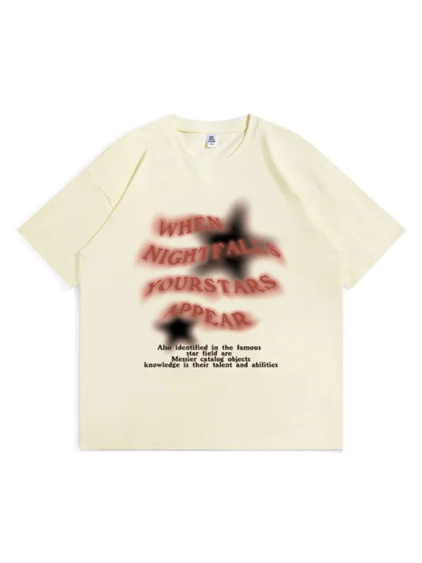 Pentagram Letter Print T-Shirt sold by Oeyes