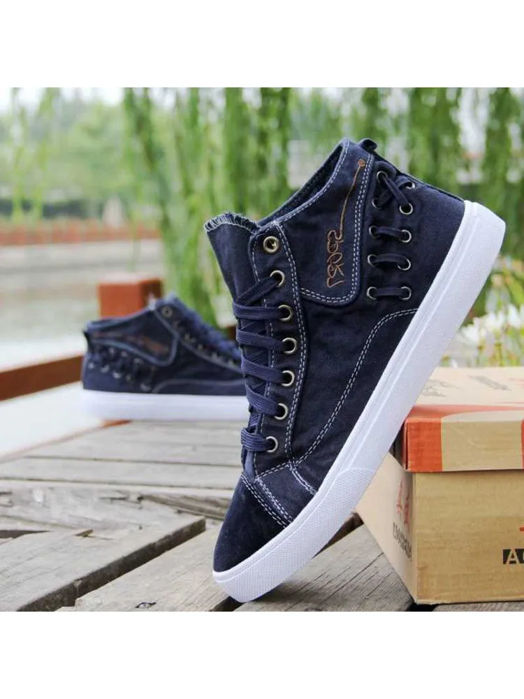 High Top Plain Botton Round Toe Casual Canvas Shoes sold by Oeyes product image thumbnail 2