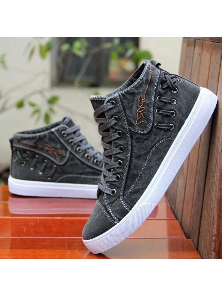 High Top Plain Botton Round Toe Casual Canvas Shoes sold by Oeyes product image thumbnail 3