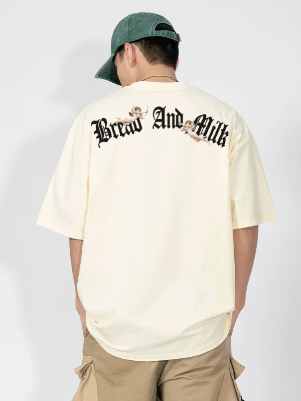 Retro Angle Letter Print T-Shirt sold by Oeyes