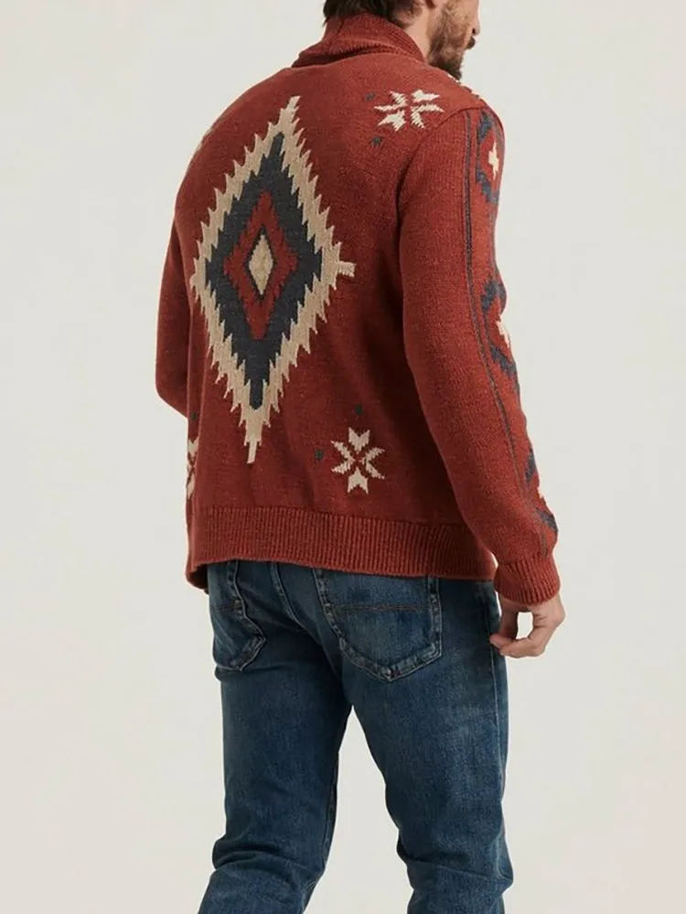 Knit Jacket Lapel Jacquard Cardigan Sweater sold by Oeyes product image thumbnail 2