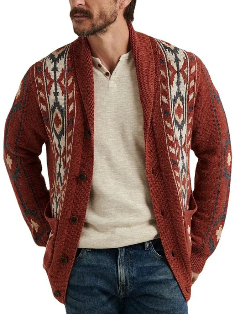 Knit Jacket Lapel Jacquard Cardigan Sweater sold by Oeyes product image thumbnail 3