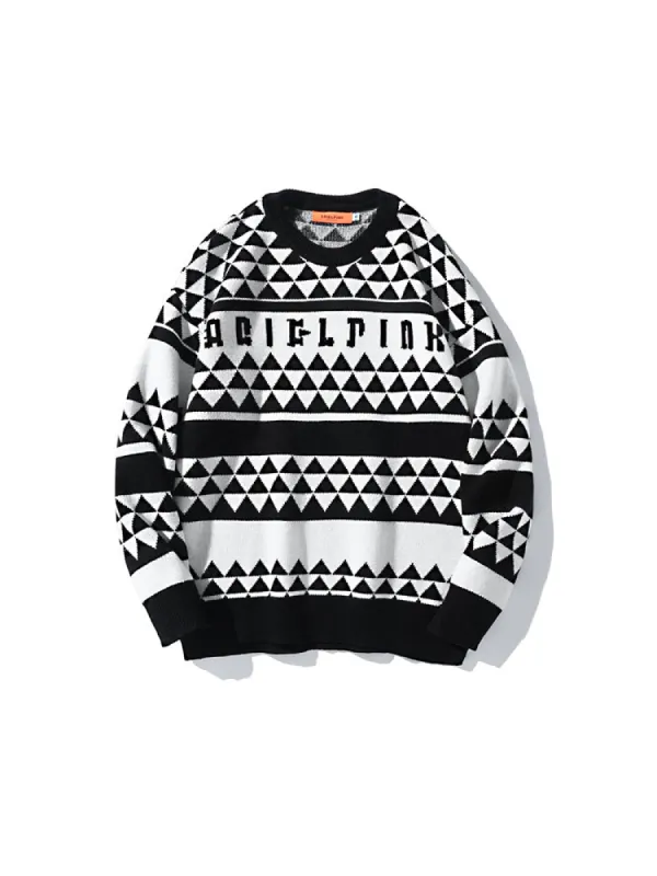 Vintage Winter New Oversize Striped Pullover Knit Sweater sold by Oeyes