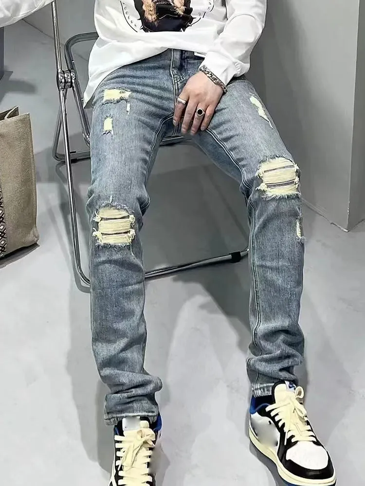 Men'S Slim Skinny Ripped Jeans sold by Oeyes