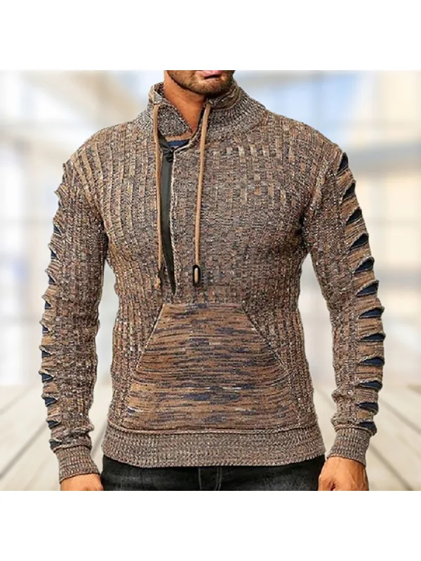 Loose-Fitting Lapel Knitted Sweater sold by Oeyes