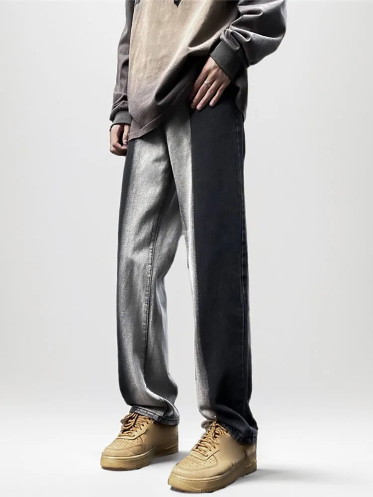 Retro Contrast Color Tie-Dye Gradient Jeans sold by Oeyes