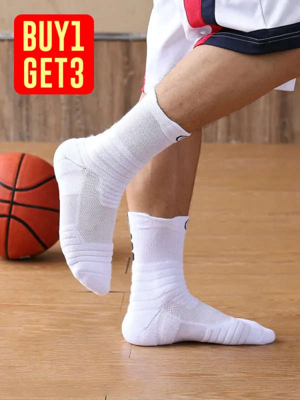 Buy One Get Three Basketball Training Towel Botton High Top Running Socks sold by Oeyes