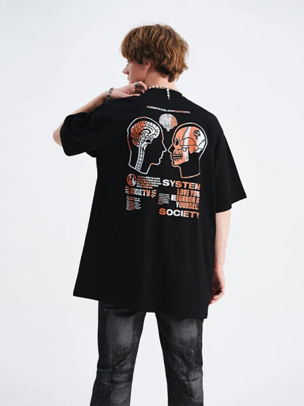 Casual Cartoon Print T-Shirt sold by Oeyes