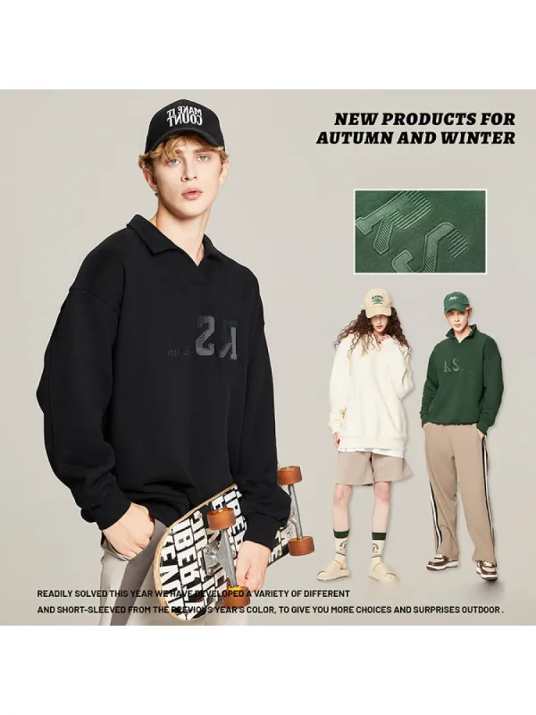 Lapel Loose Padded Oversize Sweatshirt sold by Oeyes