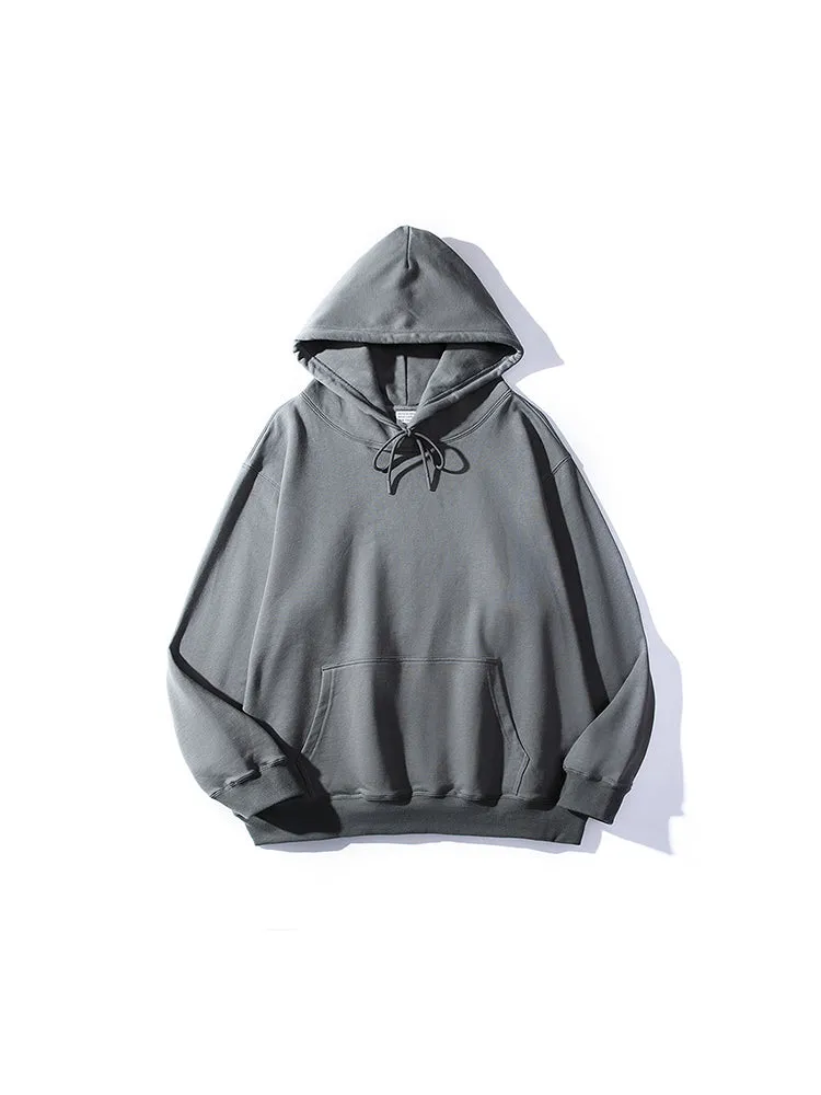 Street Heavyweight Solid Colour Terry Pullover Loose Fitting Hoodie sold by Oeyes product image thumbnail 3
